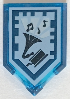 22385pb098 - Tile, Modified 2 x 3 Pentagonal with Nexo Power Shield Pattern - Drop the Beat