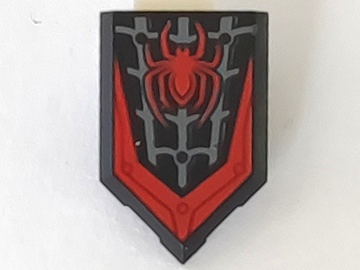 22385pb209 - Tile, Modified 2 x 3 Pentagonal with Red Spider and Web Pattern