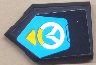 22385pb278 - Tile, Modified 2 x 3 Pentagonal with Overwatch Logo and Yellow Triangle Pattern (Sticker) - Set 75975