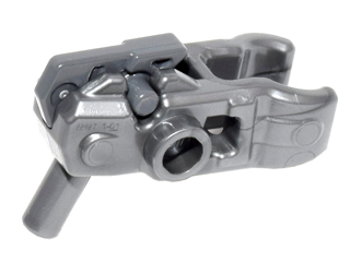 22487c01 - Minifigure, Weapon Gun, Mini Blaster / Shooter for Bar Arrows with Dark Bluish Gray Trigger (22487 / 15392)