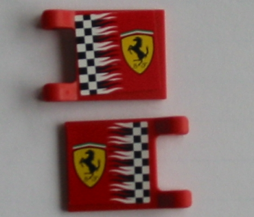 2335pb014 - Flag 2 x 2 Square with Ferrari Logo and Checkered Pattern on Both Sides (Stickers) - Sets 8123 / 8375 / 8389 / 8672