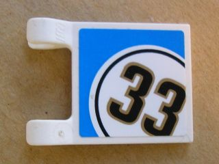 2335pb066 - Flag 2 x 2 Square with Black '33' in White Circle with Blue Background Pattern on Both Sides (Stickers) - Set 8147