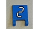 2335pb114 - Flag 2 x 2 Square with White Number 2 with Black Outline on Blue Background Pattern (Sticker) - Set 3569
