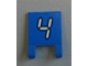2335pb116 - Flag 2 x 2 Square with White Number 4 with Black Outline on Blue Background Pattern (Sticker) - Set 3569
