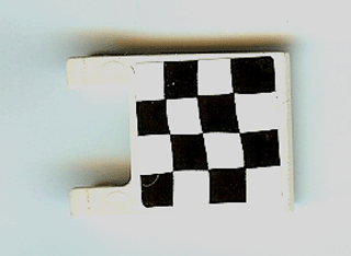 2335pb141 - Flag 2 x 2 Square with Checkered Pattern on One Side, 2 Black Diagonal Corners (Sticker) - Set 4982