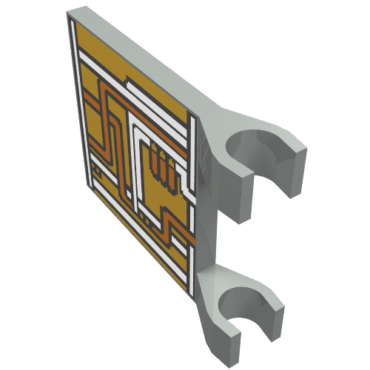 2335ps1 - Flag 2 x 2 Square with Orange and Silver Circuitry Pattern