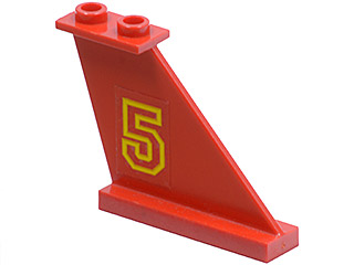 2340pb008R - Tail 4 x 1 x 3 with Yellow Number 5 Pattern Model Right Side (Sticker) - Set 6679