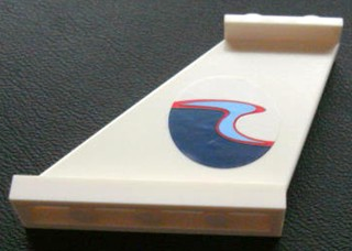 2340pb020L - Tail 4 x 1 x 3 with Dark Blue, Medium Blue and Red Wave Pattern on Left Side (Sticker) - Set 4642