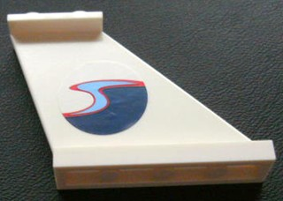 2340pb020R - Tail 4 x 1 x 3 with Dark Blue, Medium Blue and Red Wave Pattern on Right Side (Sticker) - Set 4642
