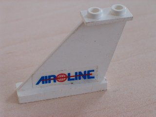 2340pb029L - Tail 4 x 1 x 3 with Blue 'AIR LINE' and Red Globe and Line Pattern on Left Side (Sticker) - Sets 6597 / 10159