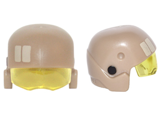 23947pb01 - Minifigure, Headgear Helmet SW Resistance Trooper with Molded Trans-Yellow Visor and Printed Tan Rectangles and Black Circles Pattern