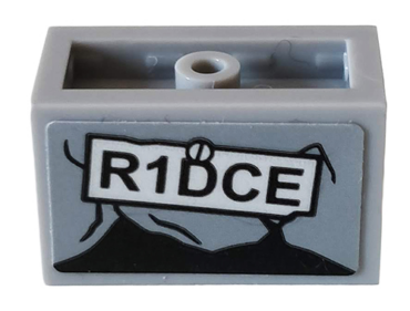23969pb003 - Panel 1 x 2 x 1 with Rounded Corners and 2 Sides with 'R1DCE' and Screw Pattern (Sticker) - Set 76078