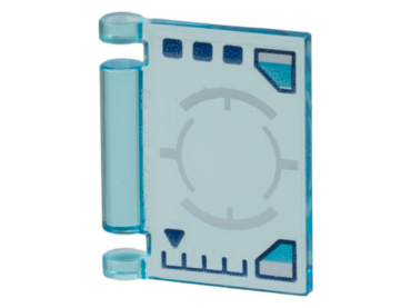 24093pb070 - Minifigure, Utensil Book Cover with Spaceship Control Panel, Dark Blue Gauges, Squares and Triangle and White Targeting Circle on Head-Up Display (HUD) Pattern