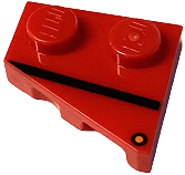 24299pb03 - Wedge, Plate 2 x 2 Left with Black Stripe and Orange Dot (Direction Indicator) Pattern