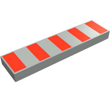 2431p79 - Tile 1 x 4 with 5 Red Stripes Pattern