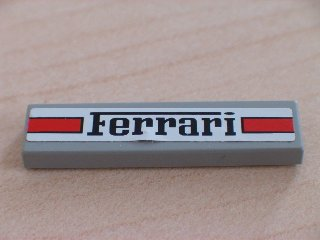 2431pb0001 - Tile 1 x 4 with 'Ferrari' and Red Stripes on White Background Pattern (Sticker) - Set 2556