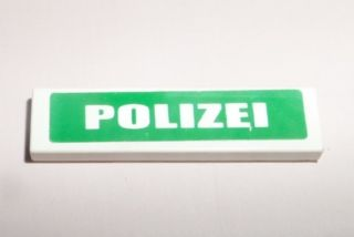 2431pb0012 - Tile 1 x 4 with White 'POLIZEI' on Green Background Pattern (Sticker) - Sets 7237 / 7245-1