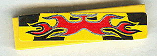 2431pb0058 - Tile 1 x 4 with Red Flames on Black and Yellow Pattern (Sticker) - Set 8644