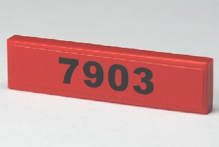 2431pb0095 - Tile 1 x 4 with Black '7903' on Red Background Pattern (Sticker) - Set 7903