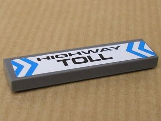 2431pb0110 - Tile 1 x 4 with 'HIGHWAY TOLL' and Blue Chevrons Pattern (Sticker) - Set 8147