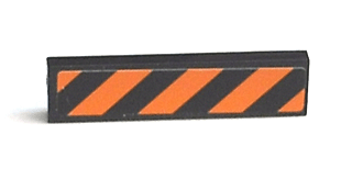 2431pb0147 - Tile 1 x 4 with Black and Orange Danger Stripes Pattern (Sticker) - Set 7738