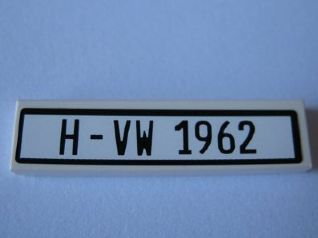 2431pb0176 - Tile 1 x 4 with Black 'H-VW 1962' Pattern (Sticker) - Set 10220