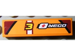 2431pb0178 - Tile 1 x 4 with Number 3 and 'NEGO' Pattern (Sticker) - Set 8304