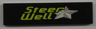 2431pb0193 - Tile 1 x 4 with Lime 'Steer Well' and Silver Star Pattern (Sticker) - Set 8186