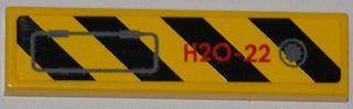 2431pb0227L - Tile 1 x 4 with Black and Yellow Danger Stripes, Panel and Red 'H2O-22' Pattern Model Left Side (Sticker) - Set 7984