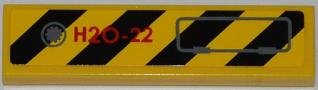 2431pb0227R - Tile 1 x 4 with Black and Yellow Danger Stripes, Panel and Red 'H2O-22' Pattern Model Right Side (Sticker) - Set 7984
