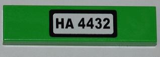 2431pb0238 - Tile 1 x 4 with 'HA 4432' on White Background Pattern (Sticker) - Set 4432