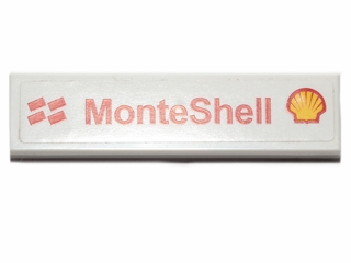 2431pb0343 - Tile 1 x 4 with Red 'MonteShell' and Shell Logo Pattern (Sticker) - Set 30192
