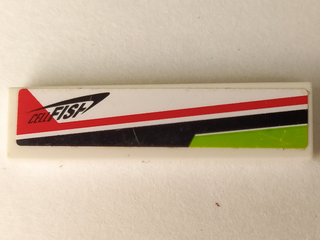2431pb0382R - Tile 1 x 4 with Lime, Red and Black Lines and 'CELLFISH' Pattern Model Right Side (Sticker) - Set 8897