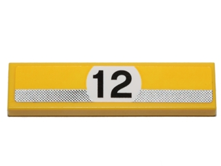 2431pb0401 - Tile 1 x 4 with Silver Stripe with Black Dots and '12' in White Circle Pattern (Sticker) - Set 40193