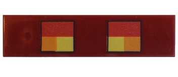 2431pb0462 - Tile 1 x 4 with Red, Orange and Yellow Squares Minecraft Magma Cube Eyes Pattern