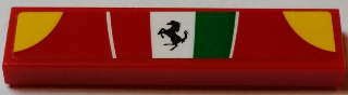 2431pb0472 - Tile 1 x 4 with Ferrari Logo, Black Horse on Italian Flag and Yellow Quarter Circles Pattern (Sticker) - Set 75908