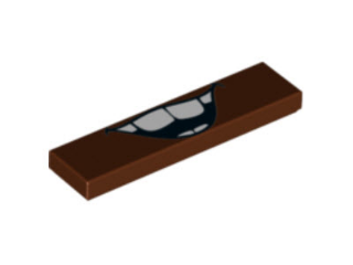 2431pb0478 - Tile 1 x 4 with Open Mouth Laugh with Teeth Pattern