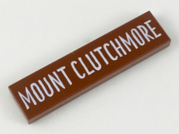 2431pb0523 - Tile 1 x 4 with White 'MOUNT CLUTCHMORE' Pattern