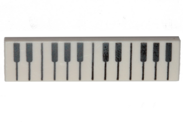 2431pb0593 - Tile 1 x 4 with Black and White Piano Keys Pattern
