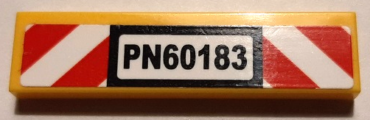 2431pb0649 - Tile 1 x 4 with 'PN60183' and Red and White Danger Stripes Pattern (Sticker) - Set 60183