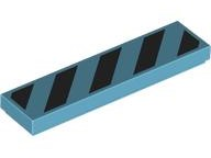 2431pb0725 - Tile 1 x 4 with 5 Black Danger Stripes (No Black Corners) Pattern