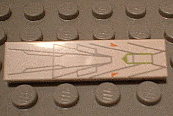 2431px12 - Tile 1 x 4 with Gray, Orange and Lime Lines Pattern