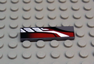 2431px19 - Tile 1 x 4 with Sleek Silver, Red and Black Pattern Model Right Side