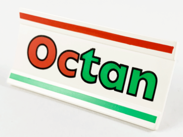 2440pb005 - Vehicle, Spoiler / Plow Blade 6 x 3 with Hinge with Red and Green Stripes and 'Octan' Pattern