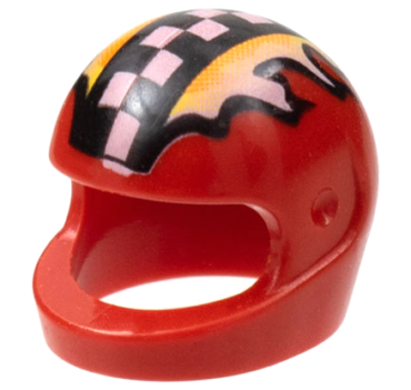 2446pb11 - Minifigure, Headgear Helmet Motorcycle (Standard) with Checkered Stripe and Flames Pattern