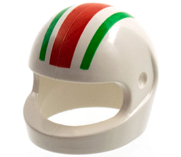 2446px1 - Minifigure, Headgear Helmet Motorcycle (Standard) with Red and Green Stripes Pattern