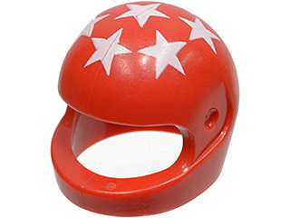 2446px3 - Minifigure, Headgear Helmet Motorcycle (Standard) with White Stars Pattern