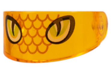 2447pb05 - Minifigure, Visor Standard with Black and Lime Snake Eyes, Orange Scales Pattern