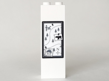 2454pb064 - Brick 1 x 2 x 5 with Map and Pinned Photographs Pattern (Sticker) - Set 4440
