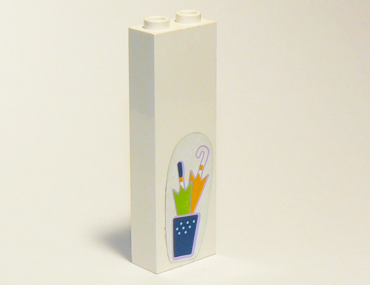 2454pb105 - Brick 1 x 2 x 5 with Chrome Handle Umbrellas in Basket Pattern (Sticker) - Set 41095
